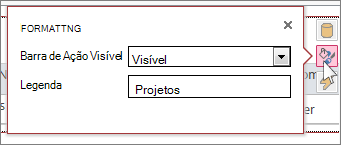 A caixa de diálogo Formatar de uma vista da folha de dados Web