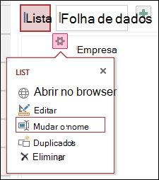 Settings menu with Open in browser, Edit, Rename, Duplicate, and Delete