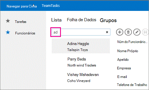 Um exemplo de pesquisa no anúncio de carateres