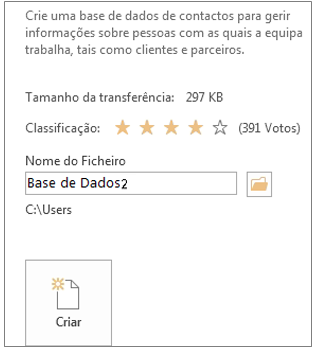 Criar uma base de dados de ambiente de trabalho do Access a partir de um modelo