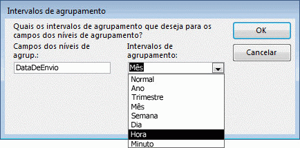 Agrupar intervalos no assistente de relatórios