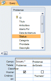 Grelha de estrutura de consulta