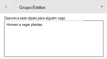 Caixa de diálogo Texto Alternativo no Excel para Android.