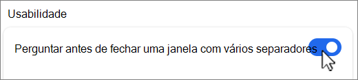 Perguntar antes de fechar a janela com vários separadores captura de ecrã.