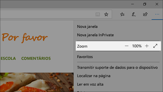A Lupa amplia partes do ecrã para facilitar a sua visualização.