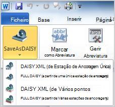 Menu pendente do Botão Save as Daisy