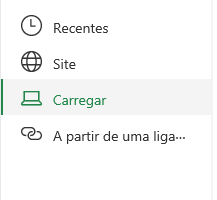 Captura de ecrã da seleção da Localização do ficheiro no SharePoint.