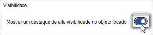 Mostrar captura de ecrã do botão de destaque de visibilidade.