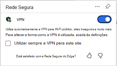 Captura de ecrã do botão de alternar VPN