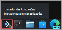 Localizar o ícone do Iniciador de Aplicações na barra de tarefas do Ambiente de Trabalho do Steam.