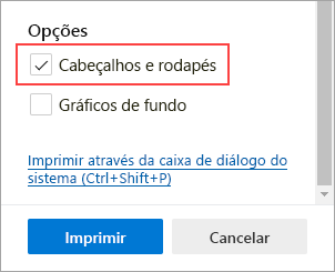 Selecionar Cabeçalhos e rodapés