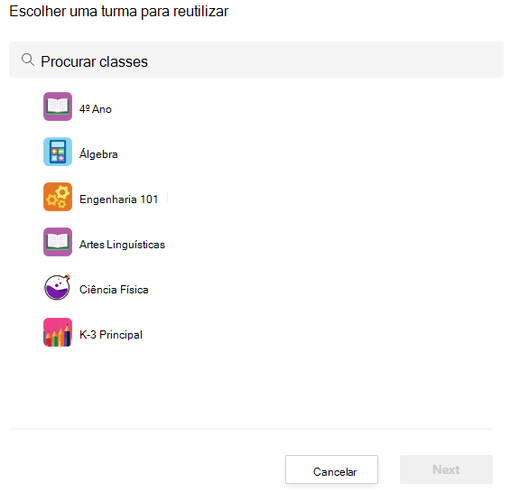 escolher classe