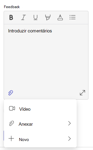 Captura de ecrã a mostrar o feedback.