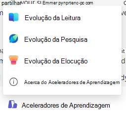 Captura de ecrã a mostrar os aceleradores de aprendizagem.