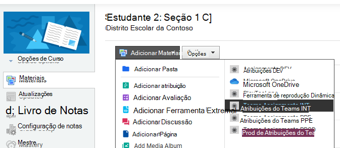Captura de ecrã de materiais.