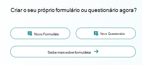 Captura de ecrã de novas opções de formulário.