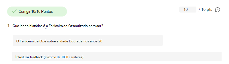 Captura de ecrã da pergunta corretamente respondida.