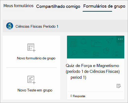 Captura de ecrã das turmas.
