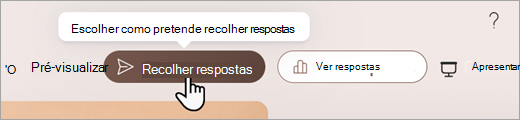 Captura de ecrã a mostrar onde pode definir como pretende recolher respostas no Microsoft Forms.
