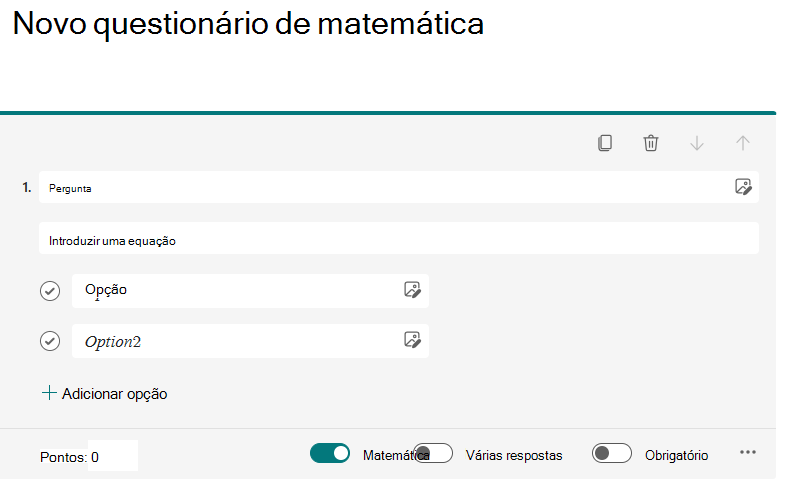 Captura de ecrã do comutador matemático.