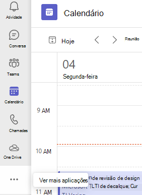 Captura de ecrã que mostra a opção mais aplicações.