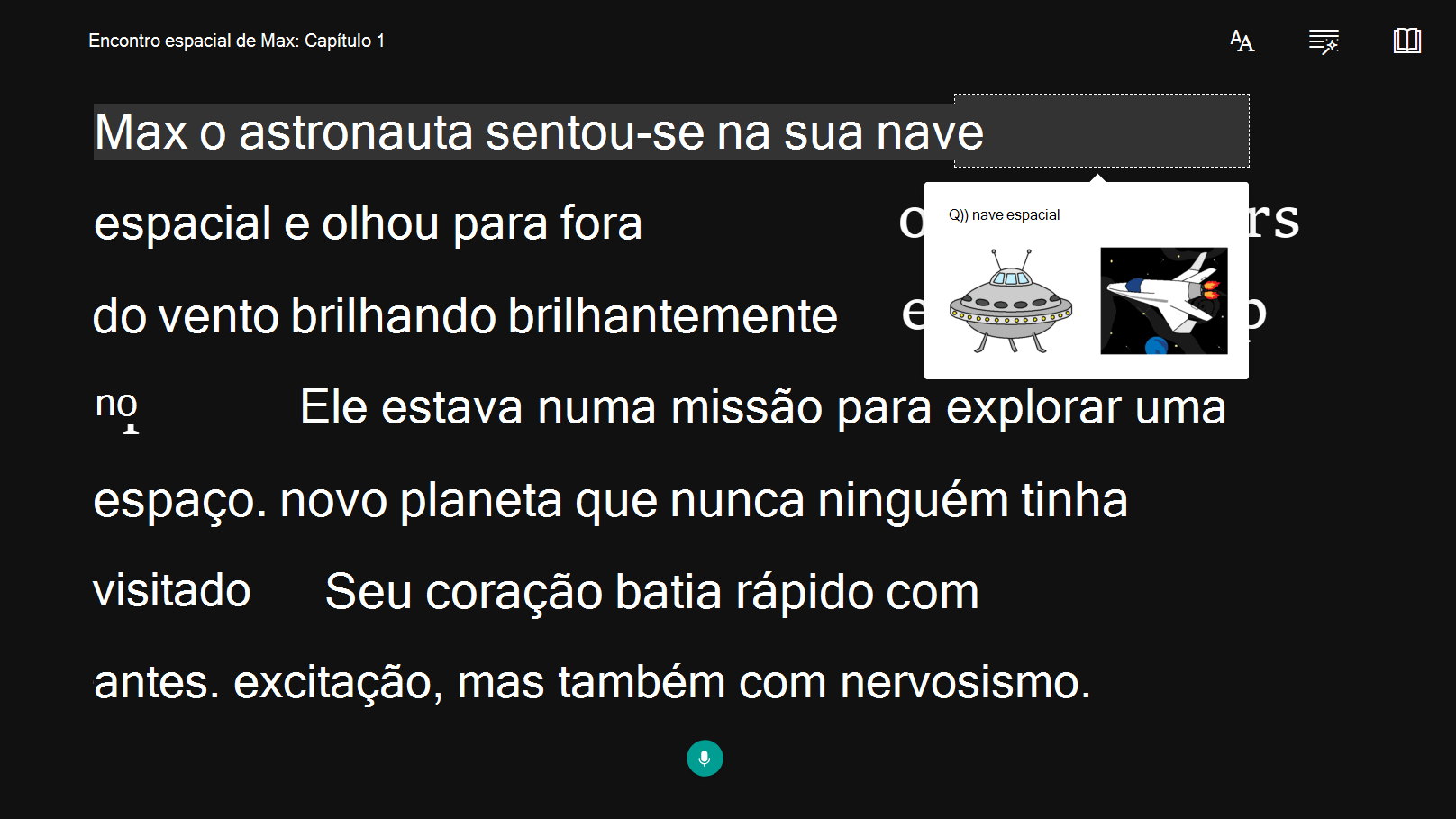 Captura de ecrã da opção de acessibilidade.