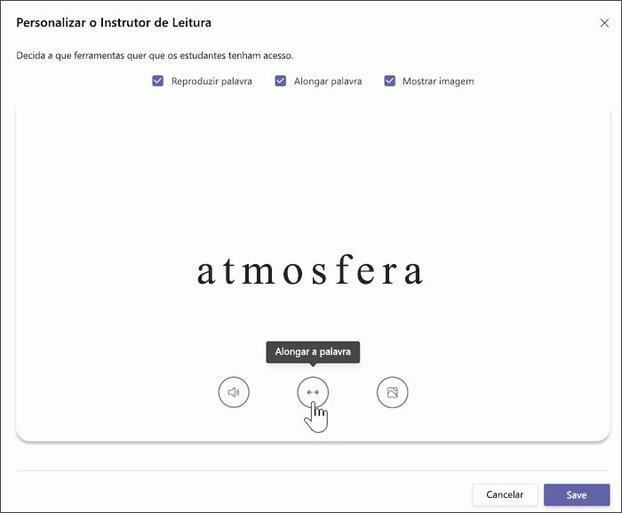Painel lateral da criação da Tarefa de Evolução da Leitura, a mostrar o Instrutor de Leitura predefinido como ativado
