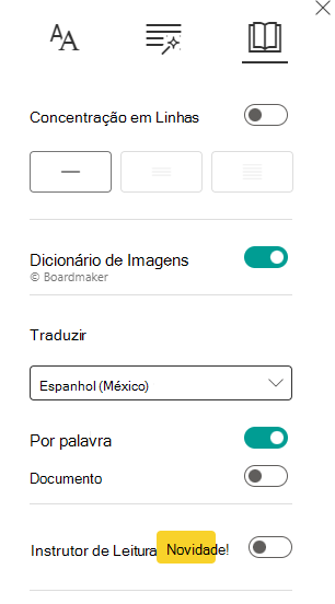 Captura de ecrã a mostrar as preferências de leitura.