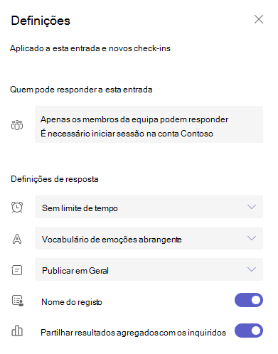 Captura de ecrã a mostrar as definições.