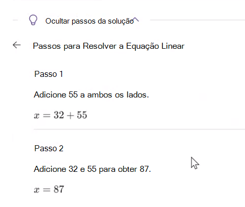 passos de solução