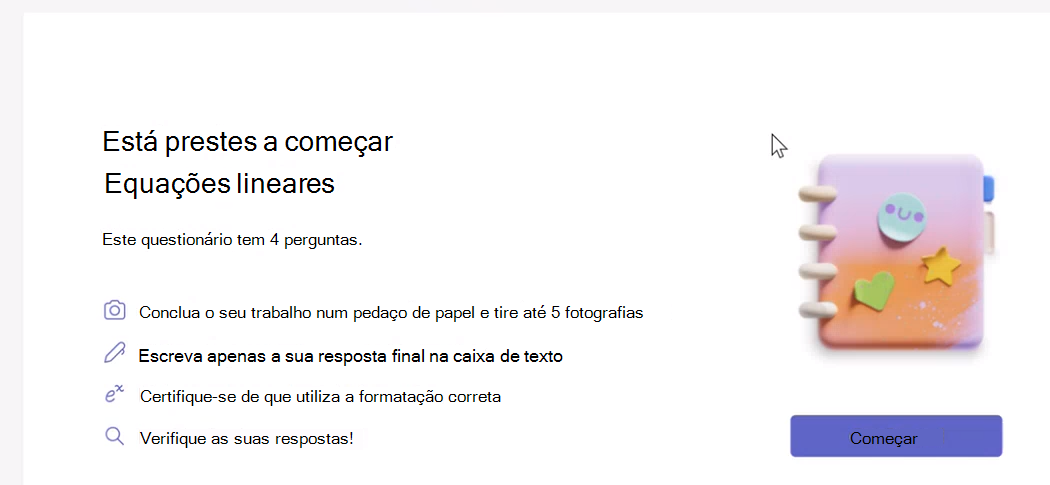 Captura de ecrã a mostrar a caixa de diálogo Iniciar.