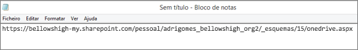 Captura de ecrã do URL.