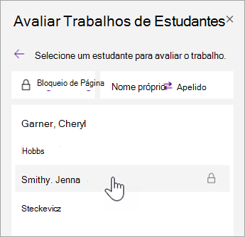 Captura de ecrã a mostrar a ordenação de nomes.