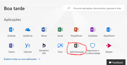 botão Administração