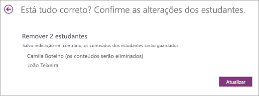 Uma lista dos estudantes a serem removidos.