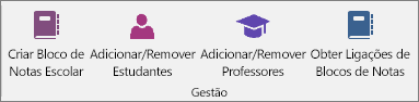 Grupo Gestão no separador Bloco de Notas Escolares.
