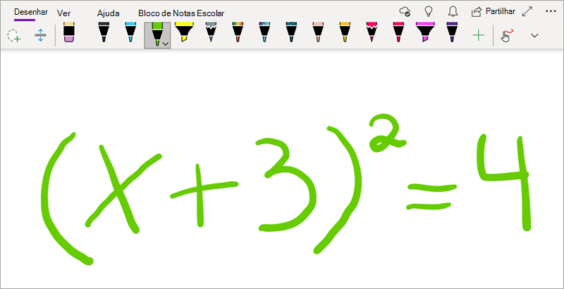 Escrever equações matemáticas no OneNote para Windows 10