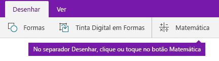 O botão Matemática no separador Desenhar