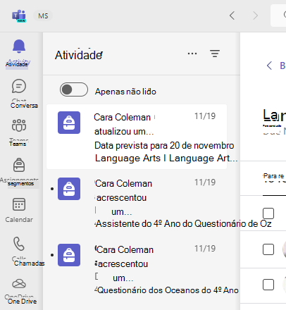 Captura de ecrã da atividade.