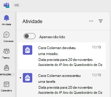Captura de ecrã da atividade.