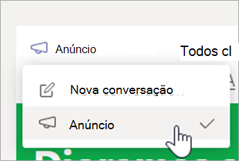 Captura de ecrã que mostra Escolher Anúncio.