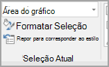 Captura de ecrã do menu Elementos do Gráfico a selecionar Área do gráfico para alterar para Área de Desenho.