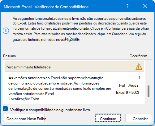 Utilizar a Correção para resolver problemas de compatibilidade