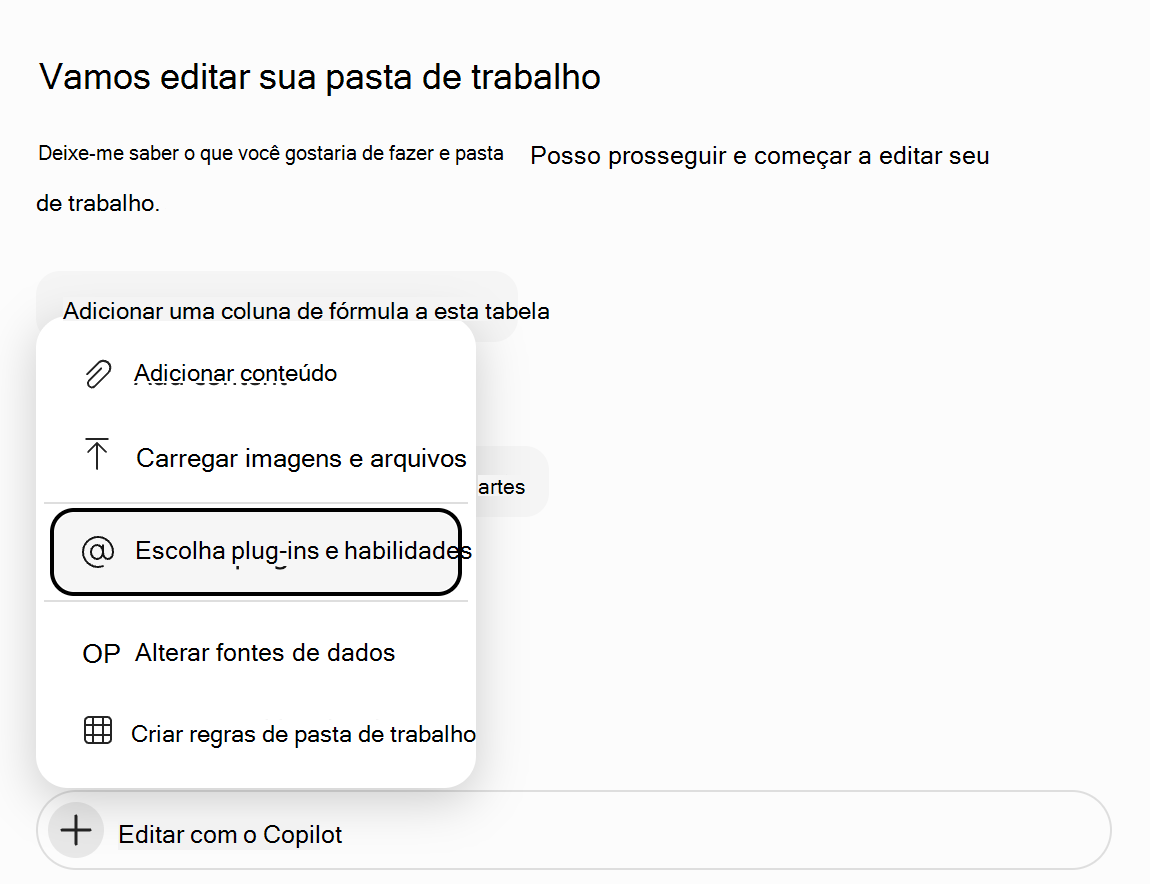 Captura de ecrã do menu 