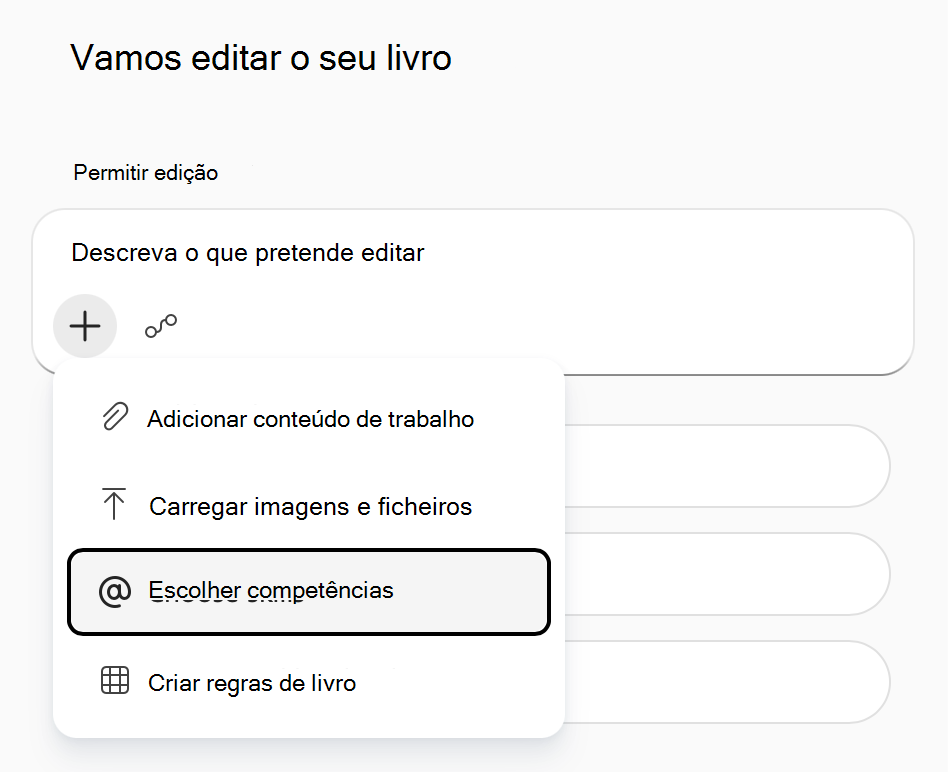 Captura de ecrã do menu do Copilot no Excel 