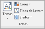 Captura de ecrã a mostrar o botão Temas no separador Esquema de Página.