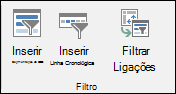 Opção Inserir Segmentação de Dados das Ferramentas > de Tabela Dinâmica Analisar > Filtro