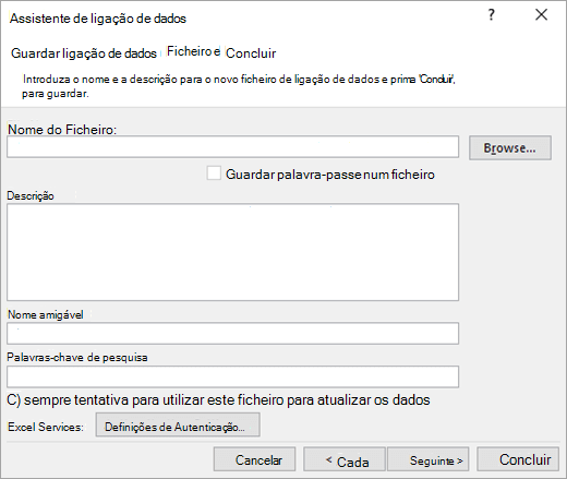 Ecrã 3 do Assistente de Ligação de Dados