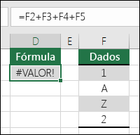 #VALUE! erro