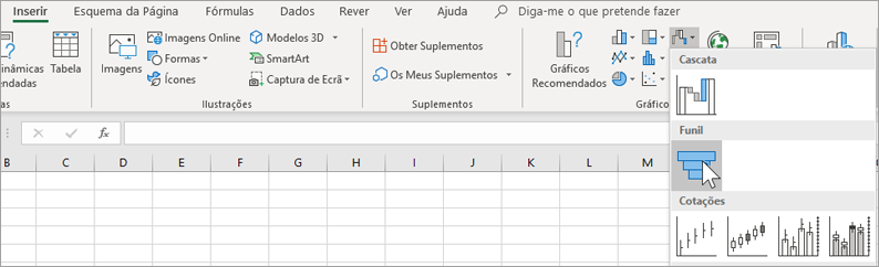 Inserir um gráfico de funil.
